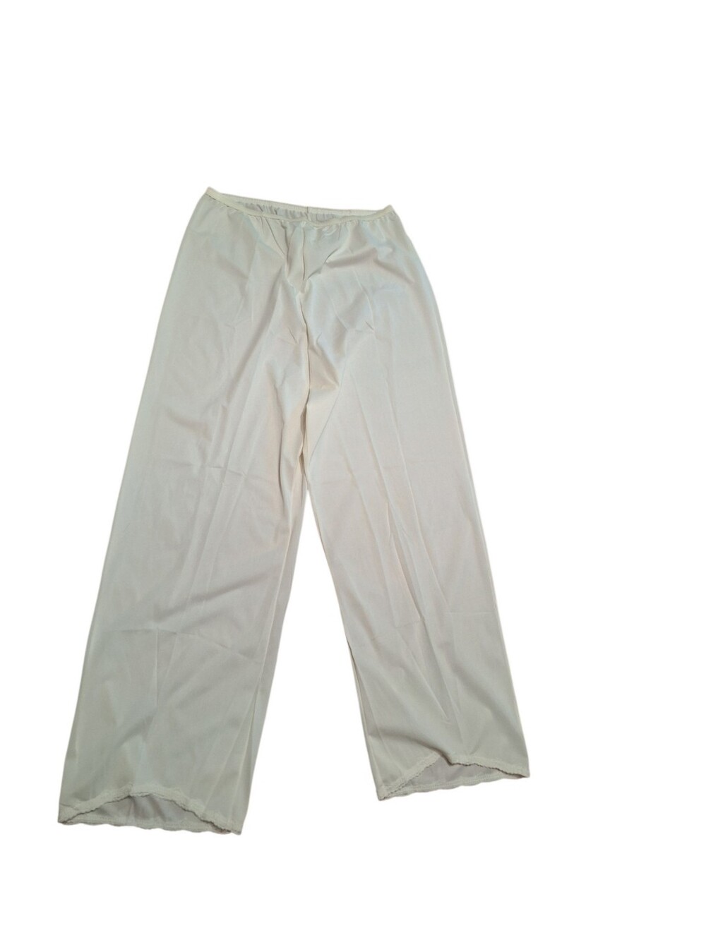 Vintage Shadowline Nylon Ivory Pajama Pants Large Sleep Pantaloons Elastic Lace